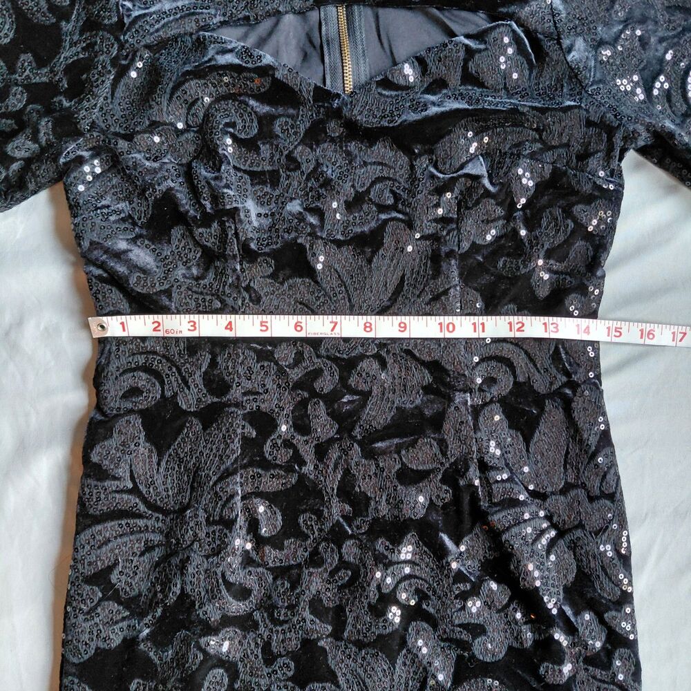 Y2K Whimsigoth Black Sequin Prom Dress L Bodycon Cutout Goth Glam Dark Feminine - Picture 9 of 15